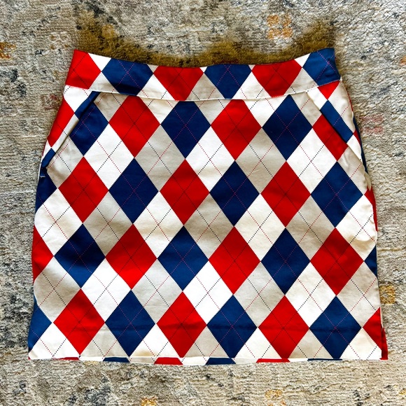 Loudmouth Dresses & Skirts - Loudmouth Women’s Vintage Argyle Red Blue Mini Golf Skirt Skort w/Pockets Size 4